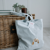 a custom embroidered tote bag featuring a hand-drawn pet portrait, the perfect personalised pet gift