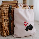 a custom embroidered tote bag featuring a hand-drawn pet portrait, the perfect personalised pet gift