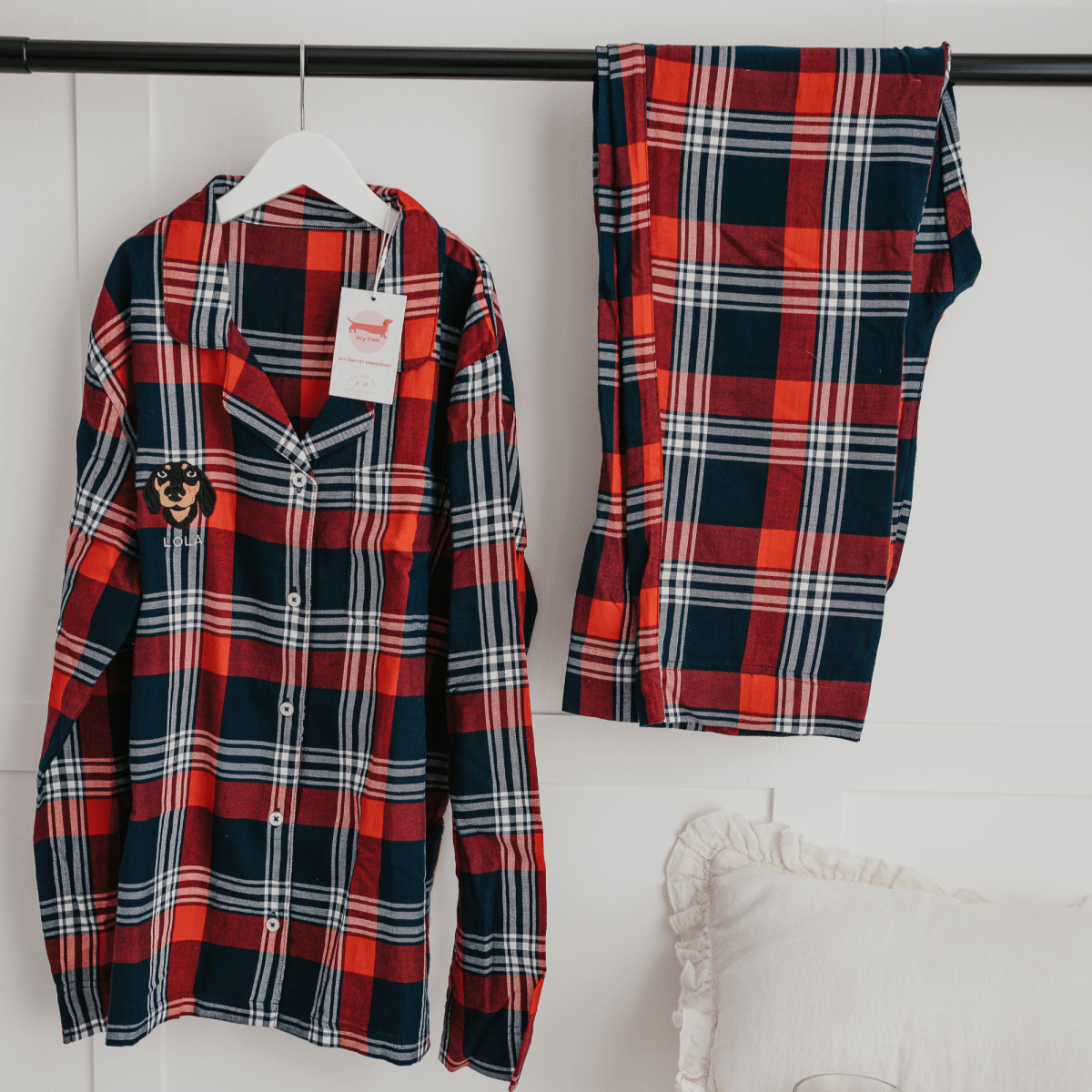 Embroidered Pet Portrait 100% Cotton Flannel Pyjama Set - Lucy and Lola Shop