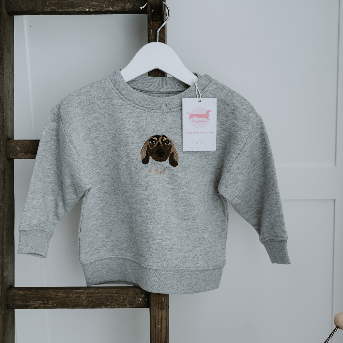 Embroidered Pet Portrait Baby Organic Sweatshirt - Lucy and Lola Shop