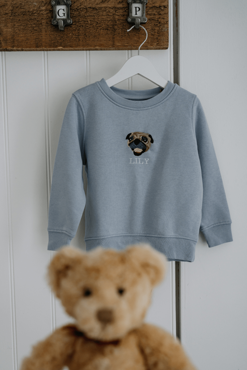 Embroidered Pet Portrait Kid's Organic Sweatshirt - Lucy and Lola Shop
