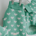 Teal Heart Knitted Dog Jumper or Cat Jumper - All Profits to the Dog's Trust - Lucy and Lola Shop